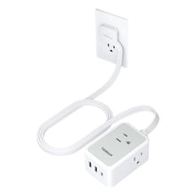 Load image into Gallery viewer, Small Flat Plug Power Strip, TESSAN Ultra Thin Extension Cord with 3 USB Wall Charger (1 USB C), 3 Outlets Mini Charging Station, 5 ft Slim Plug for Cruise Travel Office School Dorm Room Essentials
