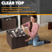 Load image into Gallery viewer, SpaceAid Shoe Organizer for Closet, 2 Pack Foldable Shoe Storage Containers Baskets Boxes Bins w/Adjustable Dividers, Fits 16-32 Pairs, Black
