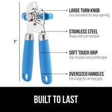 Load image into Gallery viewer, Heavy Duty Stainless Steel Smooth Edge Manual Can Opener and Bottle Openers, Soft Ergonomic Handle, Oversized Handheld Easy Turn Knob, Multifunctional Kitchen Tool, Black