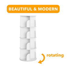 Load image into Gallery viewer, SpaceAid 4 Tier Rotating Bookshelf Tower, Spinning Bookcase Lazy Susan, Revolving 360 Book Shelf Storage Round Carousel, Vertical Rotate Turning Spiral Corner Organizer, White