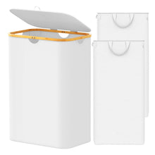 Load image into Gallery viewer, SpaceAid Laundry Hamper with Lid, 110L Large Tall Clothes Basket Bin with Bamboo Handles, Collapsible Laundry Hamper for Bedroom, Bathroom, Dorm, Laundry Room - Black