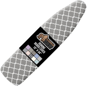 Ironing Board Cover and Pad, Silicone Coating, Thick Scorch Resistant Padding, Heavy Duty Iron Covers Standard Boards, Hook and Loop Fastener Strap, Silver, 15x54