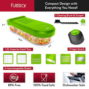 Fullstar Vegetable Chopper, Mandoline Slicer - Cheese Grater, Food Chopper with Container, Kitchen Gadgets, Home Essentials (6-in-1, White/Black)