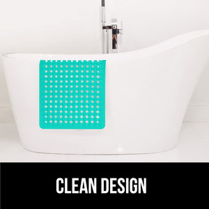 Bath Tub Shower Mat, Machine Washable Bathtub Floor Liner Mats, Suction Cups and Drain Holes to Keep Tubs Clean, Soft on Feet, Bathroom Essentials, 35x16 Inch, Clear