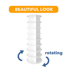 Load image into Gallery viewer, SpaceAid 7 Tier Rotating Shoe Rack Tower, Spinning Shoe Display Lazy Susan, Revolving 360 Shoe Rack Storage Round Carousel, Vertical Handbag Rotate Shoes Closet Organization (7-Tier White)