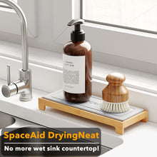 Load image into Gallery viewer, SpaceAid DryingNeat Instant Dry Sink Caddy Organizers, Kitchen Sponge Soap Holder Dispenser, Countertop Fast Drying Counter Tray Rack (Bamboo, Gray)