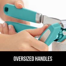 Load image into Gallery viewer, Heavy Duty Stainless Steel Smooth Edge Manual Can Opener and Bottle Openers, Soft Ergonomic Handle, Oversized Handheld Easy Turn Knob, Multifunctional Kitchen Tool, Black