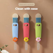 Load image into Gallery viewer, 3-in-1 Cup Lid Cleaning Brush Set, 3 Pack Mini Multi-Functional Crevice Cleaning Brushes, Soft &amp; Hard Bristle Brush Heads, Hook-Style Remover, Suitable for Cups, Bottles, Kettles &amp; More