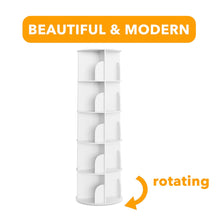 Load image into Gallery viewer, SpaceAid 4 Tier Rotating Bookshelf Tower, Spinning Bookcase Lazy Susan, Revolving 360 Book Shelf Storage Round Carousel, Vertical Rotate Turning Spiral Corner Organizer, White