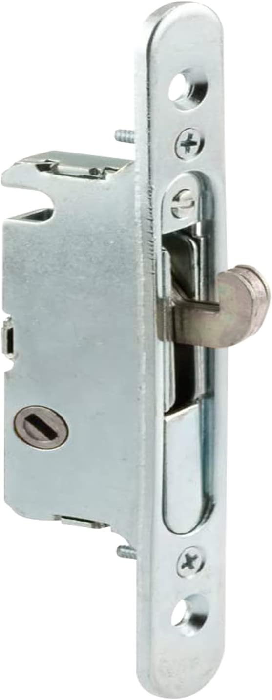 HauSun Mortise Lock with 45 Degree Keyway and Round Faceplate,Adjustable,Spring-Loaded Hook Latch Replacement for Sliding Patio Doors Constructed of Wood, Aluminum and Vinyl, 4-5/8