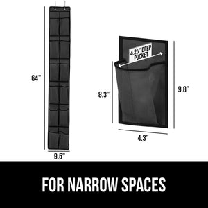 Over the Door Shoe Organizer, 24 Large Breathable Mesh Pockets, Space Saving Hanging Storage Holder, Closet Rack Hanger Holds Up to 40 lbs, Hangs on Closets for Shoes, Accessories, Black