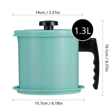 Load image into Gallery viewer, Bacon Grease Container with Fine Mesh Strainer, 1.3 L almost 6 Full Cups Iron Cooking Oil Can with Removable a Coaster Tray for Kitchen Fat Storage Black
