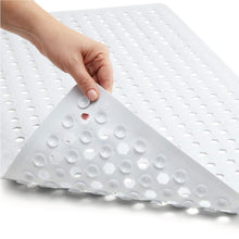 Load image into Gallery viewer, Bath Tub Shower Mat, Machine Washable Bathtub Floor Liner Mats, Suction Cups and Drain Holes to Keep Tubs Clean, Soft on Feet, Bathroom Essentials, 35x16 Inch, Clear