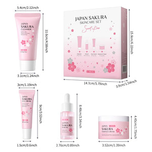 Skin Care Set JAPAN SAKURA Beauty Gift Sets Skin Care Kit with Cleanser, Toner, Lotion, Serum, Eye Cream, Face Cream, Make up Primer Travel Kit for Women Wife Mom 7pcs
