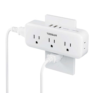 Multi Plug Outlet Extender, TESSAN Surge Protector Wall Plug Splitter with 5 Electrical Outlet Expander, Multiple Plug Adapter for Travel Home Office