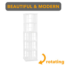 Load image into Gallery viewer, SpaceAid 6 Tier Rotating Bookshelf Tower, Bamboo Spinning Book Shelf, Revolving 360 Bookcase Storage Swivel Round Carousel, Vertical Rotate Turning Spiral Corner Organizer (6-Tier Walnut)