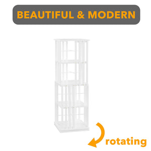 SpaceAid 6 Tier Rotating Bookshelf Tower, Bamboo Spinning Book Shelf, Revolving 360 Bookcase Storage Swivel Round Carousel, Vertical Rotate Turning Spiral Corner Organizer (6-Tier Walnut)