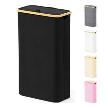 Load image into Gallery viewer, SpaceAid Laundry Hamper with Lid, 110L Large Tall Clothes Basket Bin with Bamboo Handles, Collapsible Laundry Hamper for Bedroom, Bathroom, Dorm, Laundry Room - Black
