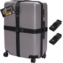 Load image into Gallery viewer, Heavy Duty 4 Pack Adjustable Luggage Straps for Suitcases, Easy to Identify Travel Belt Connector Holds Suitcase Together, Extends Life of Bag, Strap Connects Two Bags, Accessories Green