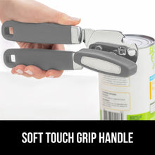 Load image into Gallery viewer, Heavy Duty Stainless Steel Smooth Edge Manual Can Opener and Bottle Openers, Soft Ergonomic Handle, Oversized Handheld Easy Turn Knob, Multifunctional Kitchen Tool, Black