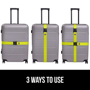 Heavy Duty 4 Pack Adjustable Luggage Straps for Suitcases, Easy to Identify Travel Belt Connector Holds Suitcase Together, Extends Life of Bag, Strap Connects Two Bags, Accessories Green