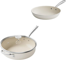 Load image into Gallery viewer, Redchef Ceramic Pots and Pans Set Non Stick, 3Pcs Nonstick Ceramic Frying Pan Set, Deep Saute Pan with Lid, 5QT Jumbo Cooker with Helper Handle &amp; Lid, 8 Inch Non Stick Skillet, PFAS PFOA &amp; PTFE Free