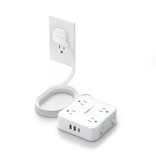 Load image into Gallery viewer, Surge Protector Flat Extension Cord Flat Plug Power Strip, 8 AC Outlets, 3 USB Charger(1 USB C Port) 3-Sided Outlet Extender, 5 Ft, 900 Joules Protection, Office Supplies, Dorm Room Essentials, Grey