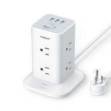 Load image into Gallery viewer, Tower Power Strip with 6 Feet Extension Cord, 8 Outlets 3 USB Chargers, 1700 Joules Surge Protection, Extension Cord with Multiple Outlets, 1875W, Office Supplies, Dorm Essentials, Charging Station