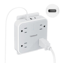 Load image into Gallery viewer, Multi Plug Outlet Extender, TESSAN Surge Protector Splitter with 3 USB (1 USB C Port) Wall Charger, Multiple Expander for Travel, Home, College Dorm Room