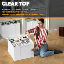 Load image into Gallery viewer, SpaceAid Shoe Organizer for Closet, 2 Pack Foldable Shoe Storage Containers Baskets Boxes Bins w/Adjustable Dividers, Fits 16-32 Pairs, Black