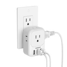 Load image into Gallery viewer, USB Charger Block, TESSAN Wall Plug Adapter with Electrical 4 Box Splitter 3 USB Wall Charger Ports, Multi Plug Outlet Extender Charging for Cruise, Travel, Office, Dorm Essentials
