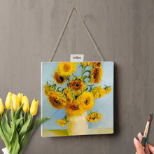 Load image into Gallery viewer, Wood Plank Plaque Diagonal Design White Wash 10" x 10" (1 Piece)