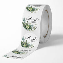 Load image into Gallery viewer, Thank You Stickers - Green Leaf Elegant Designs for Gifts, Packaging,