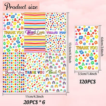 Load image into Gallery viewer, 120 Pcs Thank You Mini Candy Bar Wrappers Rainbow Circle Flower Dot Ch