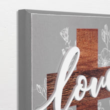 Load image into Gallery viewer, (2 pack) Crystal Art Gallery Love Cross and Florals Typographic Wood W
