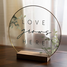 Load image into Gallery viewer, Inspirational "Love Grows Here" Translucent Tabletop Plaque with Solid