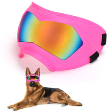 Load image into Gallery viewer, Large Dog Sunglasses Dog Goggles Pet Glasses Pet Eyewear with Adjustable Strap, Glasses for Medium Large Dog Swimming Skating Glasses Windproof Dustproof UV Proof (Black-Colorful)