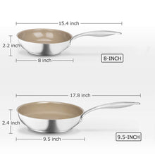 Load image into Gallery viewer, Duxtop Ceramic Non-stick Frying Pan, Stainless Steel Induction Frying Pan, 8-Inch Stir Fry Pan with Heavy-gauge Impact-bonded Bottom, FUSION Ti