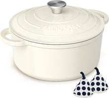 Load image into Gallery viewer, Umite Chef Kitchen Cooking Utensils Set 5QT Enameled Cast Iron Dutch Oven with Lid &amp; Cotton Potholders