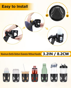 Stroller Cup Holder, Universal Drink Holder for Bikes, Trolleys or Walkers, Fits Most Cups