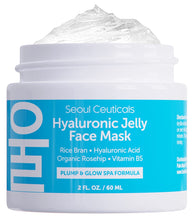 Load image into Gallery viewer, SeoulCeuticals Korean Skin Care Hyaluronic Acid Jelly Face Mask – Rice Bran + Vit B5 + Rosehip Anti Aging K Beauty Skincare for Plump Glowing Skin 2oz
