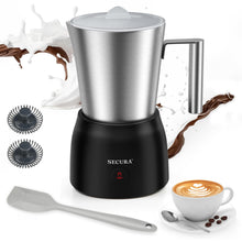 Load image into Gallery viewer, Secura Detachable Milk Frother, 17oz Electric Milk Steamer Stainless Steel, Automatic Hot/Cold Foam and Hot Chocolate Maker with Dishwasher Safe, 120V