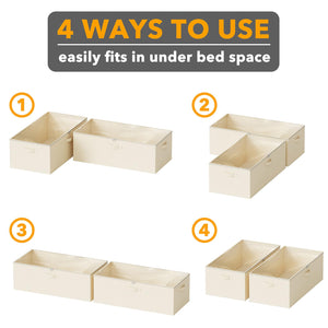 SpaceAid 2 Pack 10" High Under Bed Storage Containers, Large Underbed Storage Organizer Bins with Lids for Bedroom, Dorm, Clothes, Closet Organization, Bed Sheets and Blankets (Gray)