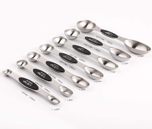 Magnetic Measuring Spoons Set of 8 Stainless Steel Dual Sided Stackable Measuring Spoons Nesting Teaspoons Tablespoons for Measuring Dry and Liquid Ingredients