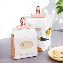 Load image into Gallery viewer, Pack of 8 Bag Clips, Stainless Steel and Heavy Duty Metal Bag Clip,Tightly Seals Chip, Coffee, Bread or Cereal Bags to Keep Food Fresh, for Home, Kitchen, Office, Pantry, Camping (Rose Gold)