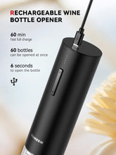 Load image into Gallery viewer, Rechargeable Electric Wine Gift Set - Aerator, Vacuum Stoppers, Foil Cutter and Bottle Opener for Home Bar and Outdoor Parties