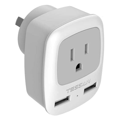 TESSAN European Travel Plug Adapter, Europe Power Adaptor with 2 USB Ports, International Type C Outlet Charger for US to Most of EU Iceland Spain Italy France Germany