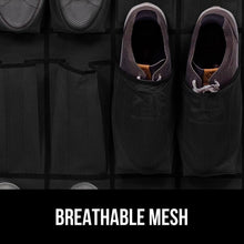 Load image into Gallery viewer, Over the Door Shoe Organizer, 24 Large Breathable Mesh Pockets, Space Saving Hanging Storage Holder, Closet Rack Hanger Holds Up to 40 lbs, Hangs on Closets for Shoes, Accessories, Black
