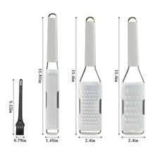 Load image into Gallery viewer, Lemon Zester Grater Three-piece Suit - Heavy Duty Kitchen Tool for Parmesan Cheese, Ginger, Garlic, Nutmeg, Chocolate, Vegetables，Fruits，Stainless Steel Grater Dishwasher Safe Black
