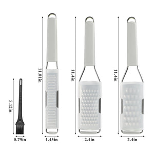 Lemon Zester Grater Three-piece Suit - Heavy Duty Kitchen Tool for Parmesan Cheese, Ginger, Garlic, Nutmeg, Chocolate, Vegetables，Fruits，Stainless Steel Grater Dishwasher Safe Black